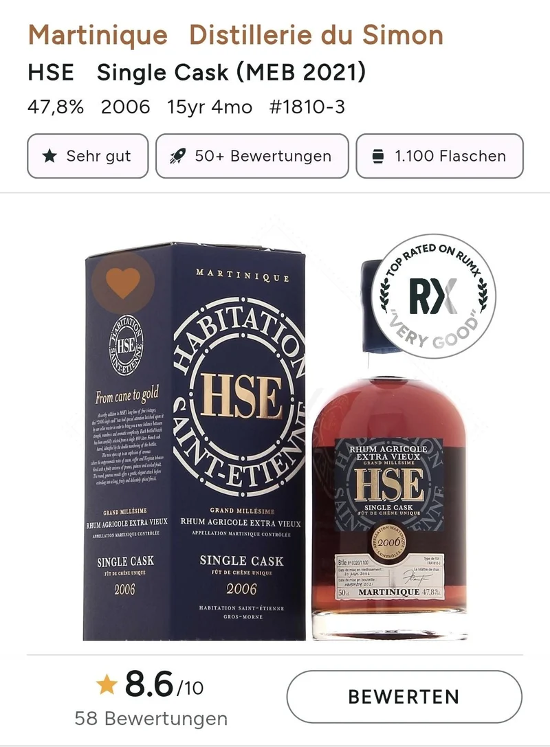 X HSE 2006 Grand Millesieme Single Cask 16y Agricole Rum 47,8% vol. 0,5l Rhum