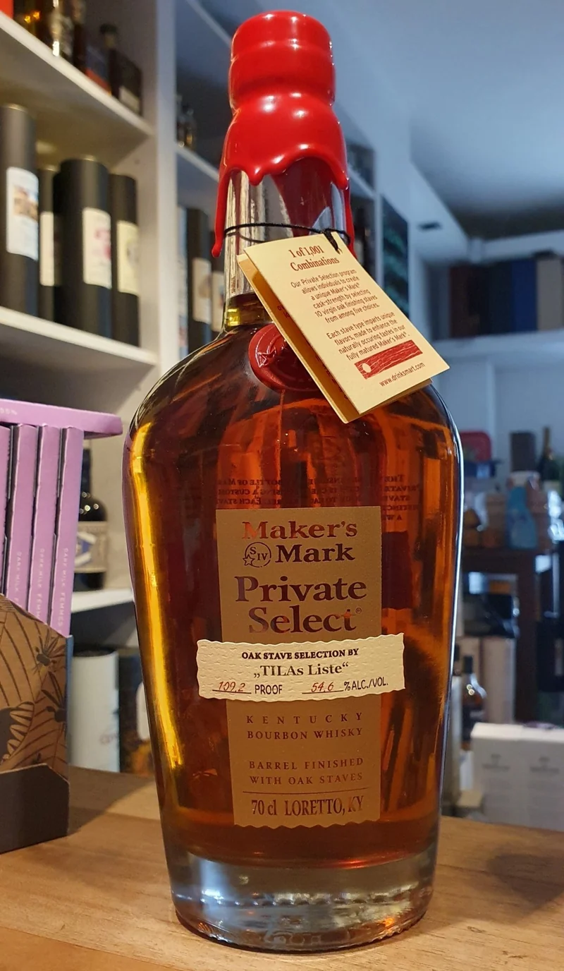 X Makers Mark Single Barrel 2023 Tila Private Select Oak Stave cask strength 0,7l 54,6% vol. Bourbon Whiskey