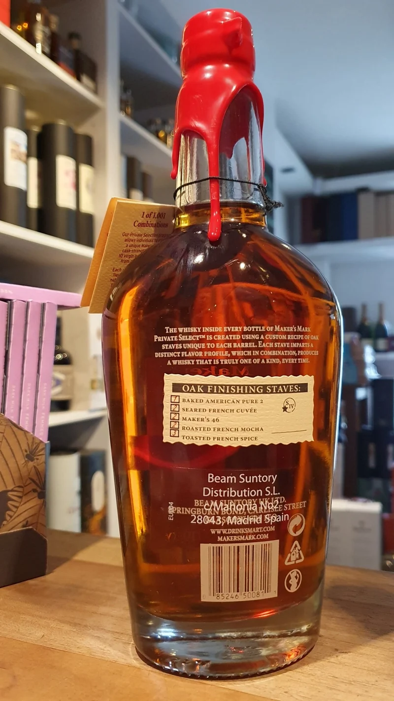 X Makers Mark Single Barrel 2023 Tila Private Select Oak Stave cask strength 0,7l 54,6% vol. Bourbon Whiskey