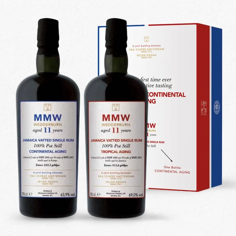 Scheer Velier Main 11YO MMW Blend Wedderburn Continental vs. Tropical Rum Set 63,9-69,1% 2x0,7L