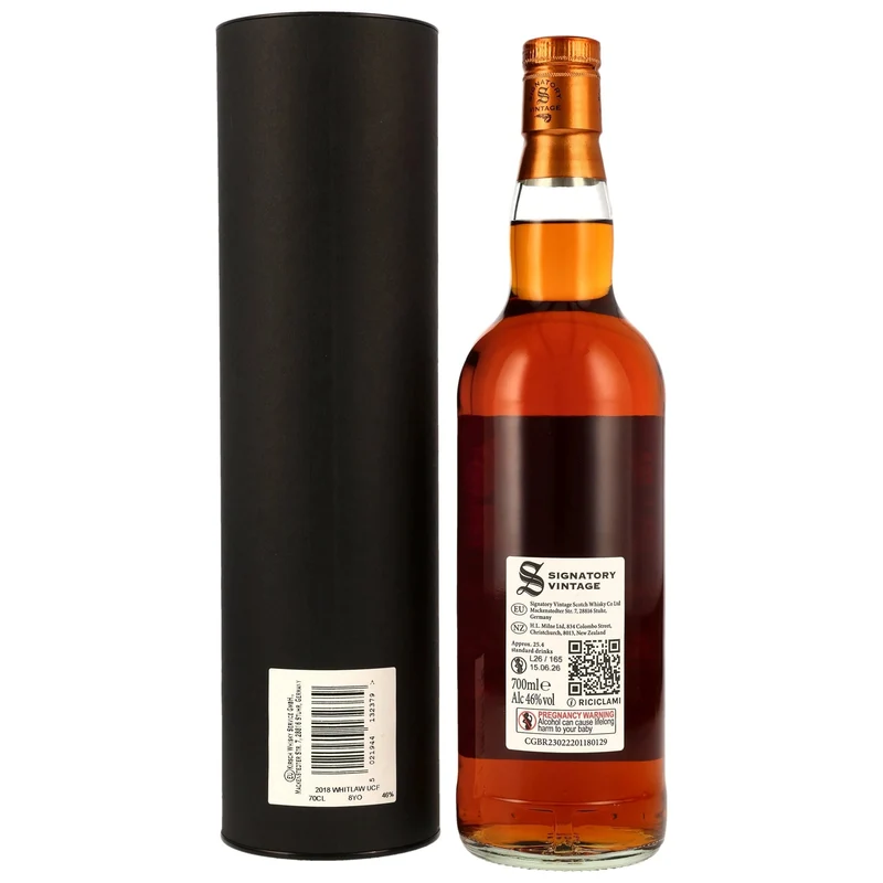 Whitlaw 2018/2026 1st Fill PX Sherry Butts Finish Signatory Un-Chillfiltered 46% vol. 700ml