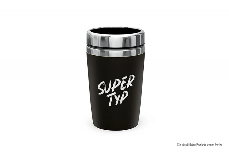 Toller Thermo-Becher für den Kaffee to Go mit der Aufschrift "Super Typ"