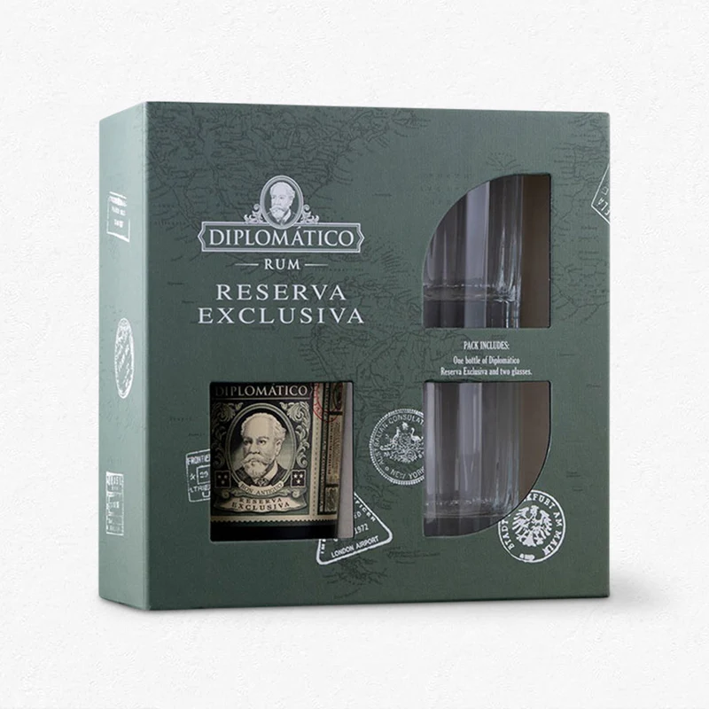 Diplomatico Reserva Exclusiva inkl. 2 Old-Fashioned-Gläsern 40% 0,7L - Geschenkset