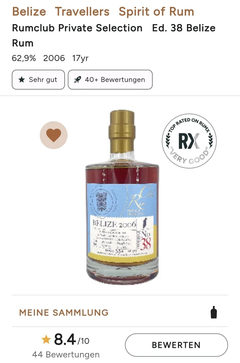 Rumclub Ed. 38 Belize 2006 62,9% vol. 0,5l Single cask Rum club