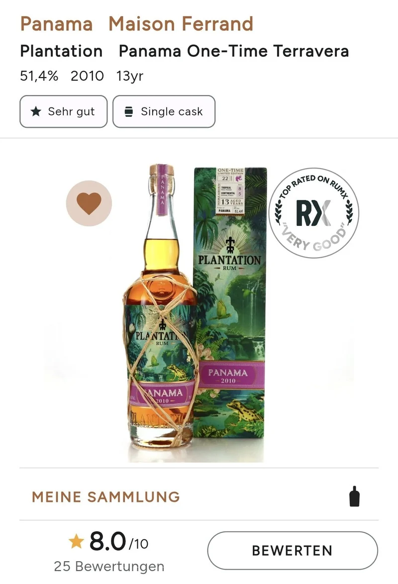 Plantation one time Panama 2010 Terravera 2023 0,7l 51,4% vol. limited Edition Rum Planteray