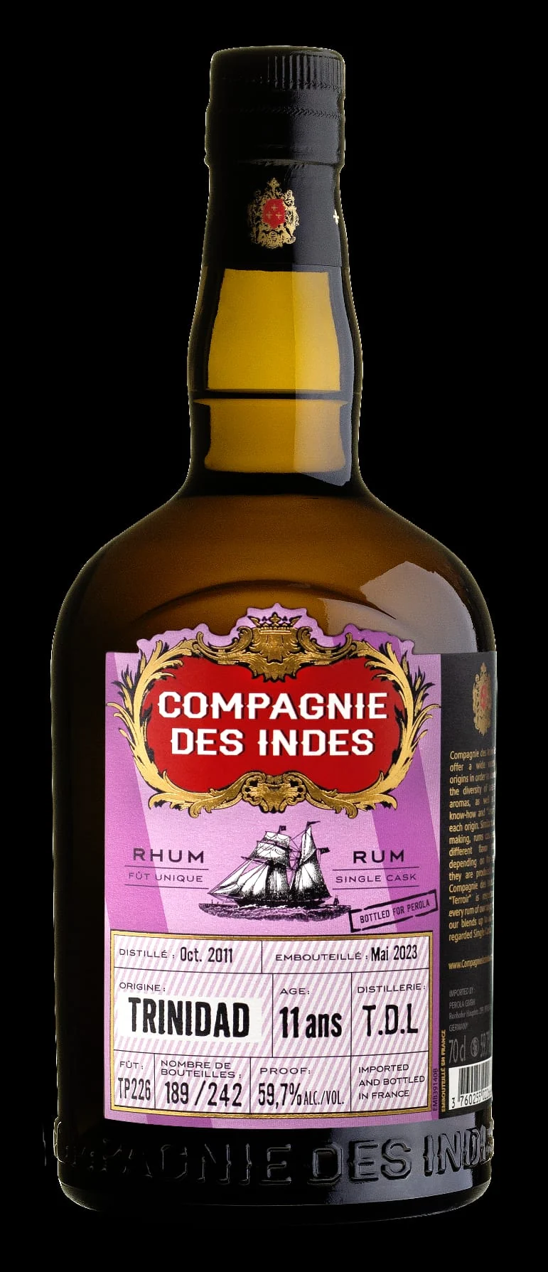 Compagnie des indes Trinidad 2011 T.D.L. 11 y Dist 59,7% vol. 0,7l CDI Rum tdl