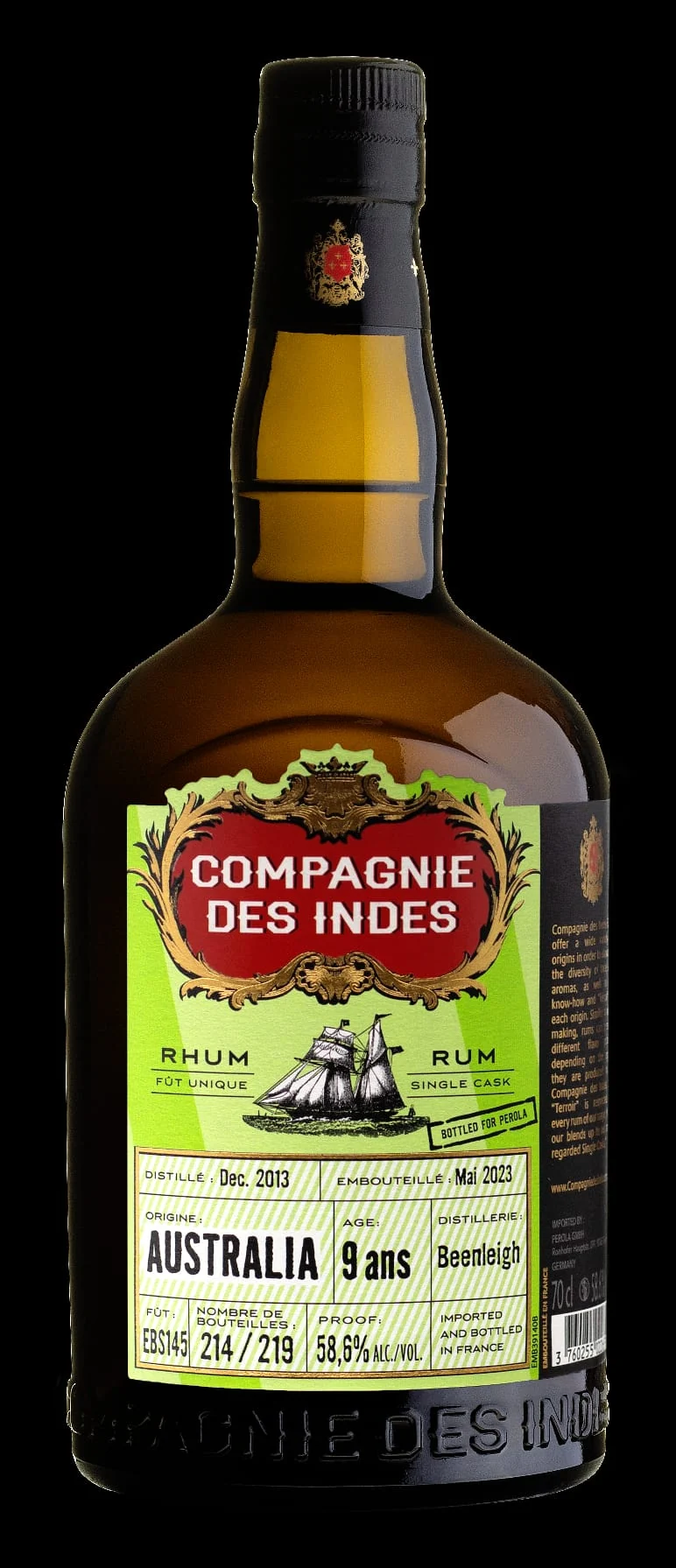 Compagnie des Indes Australia 9 y cdi Beenleigh Distillery Single Cask Rum 58,6% vol. 0,7l Fassabfüllung Sonderedition