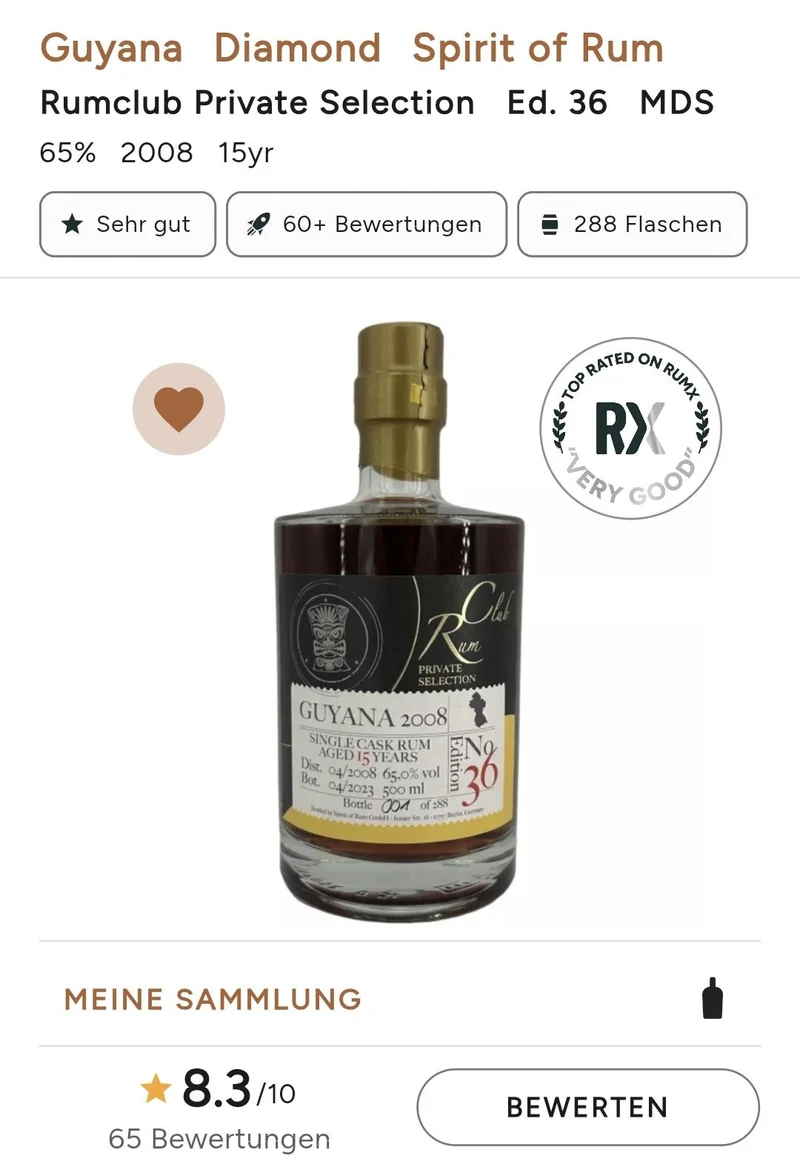 Rumclub ed. 36 Guyana 2008 2023 0,5l 65% vol. rum club