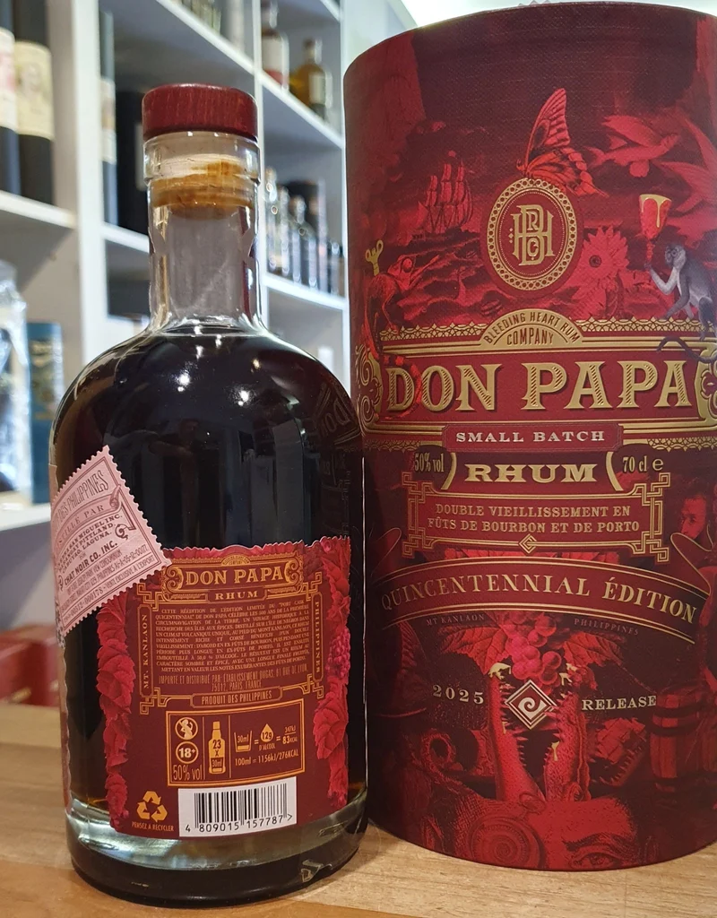 Don Papa Quincentennial 2025 "F" Rum Port cask 7 y 0,7l 50 % vol. mit Geschenk Dose 500y Magellan
