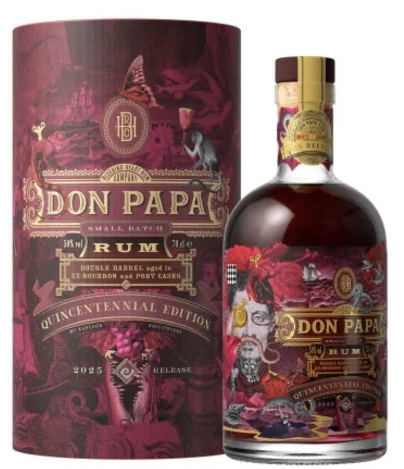Don Papa Quincentennial 2025 "D" Rum Port cask 7 y 0,7l 50 % vol. mit Geschenk Dose 500y Magellan