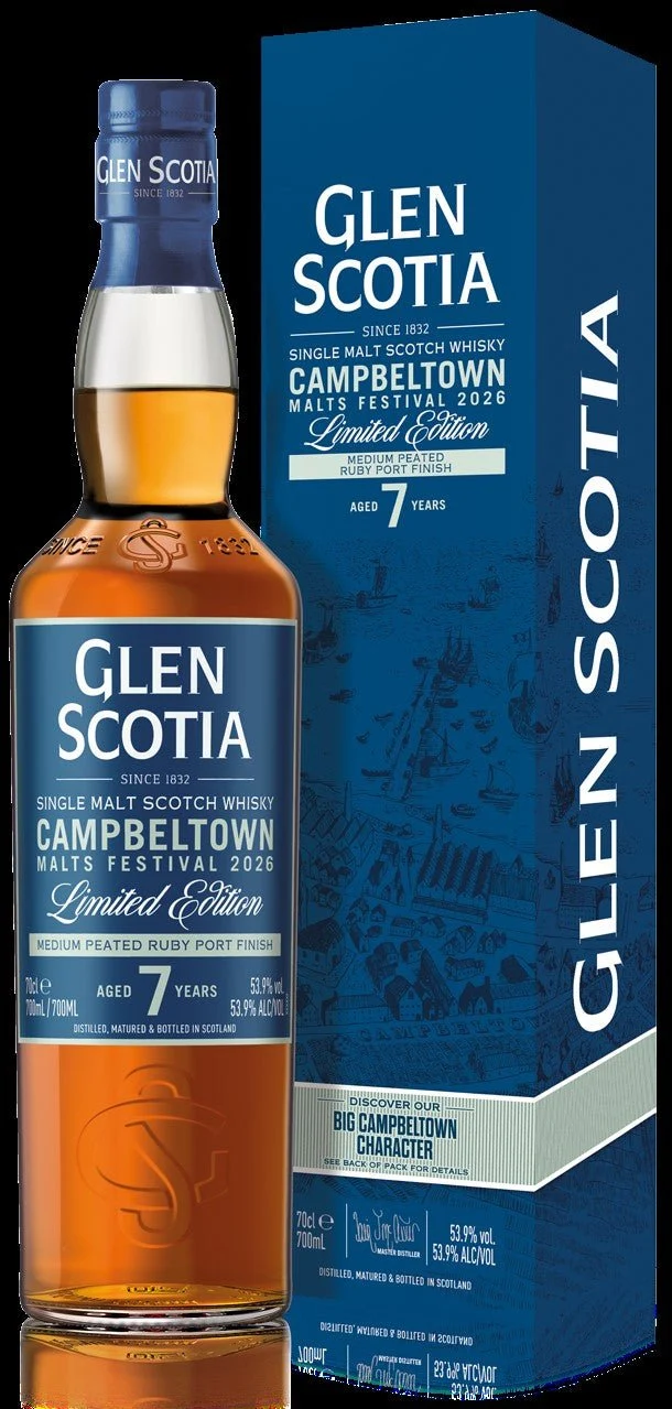 Glen Scotia 7 y Festival 2026 Medium Peated Ruby Port cask 0,7l 53,9 % vol. Whisky Campbeltown