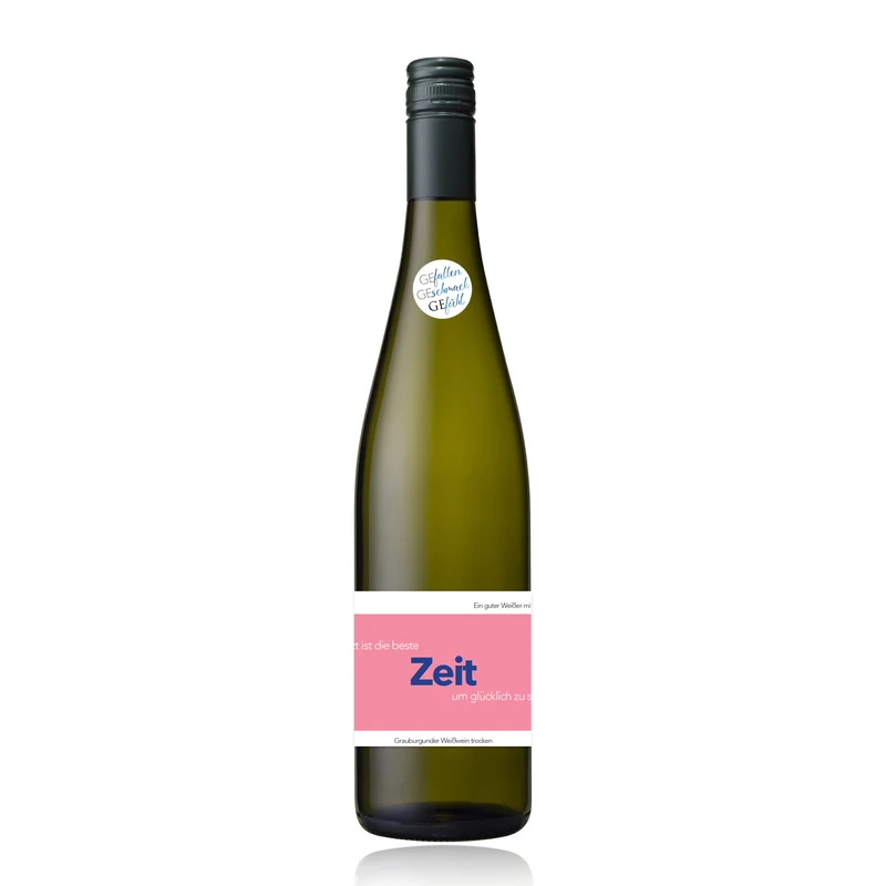 Jetzt ist die beste Zeit um glücklich zu sein! - Grauburgunder - Weißwein 0,75l
