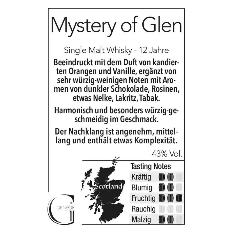 "Mystery of the Glen" Single Malt Whisky - 12 Jahre