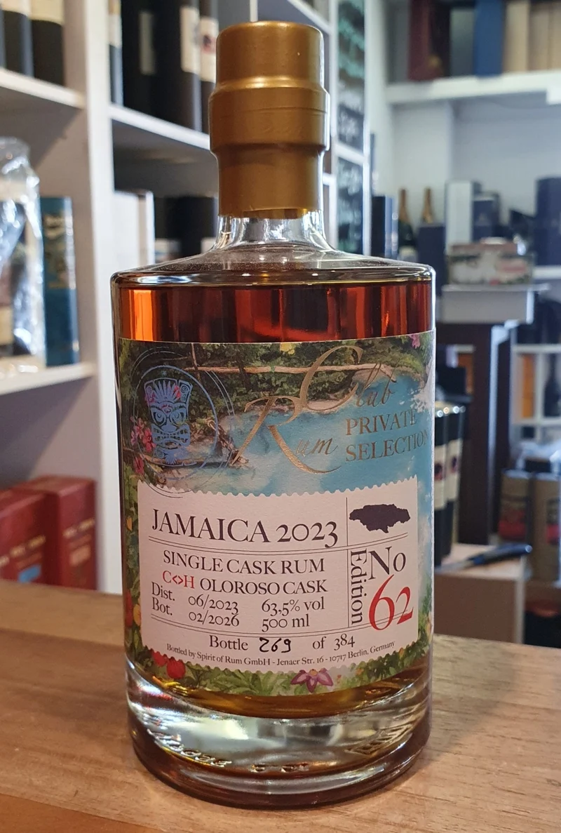 Rumclub Ed. 62 Hampden HD 2023 Jamaica C<>H 63,5 % vol. 0,5l Single cask Rum club Jamaika