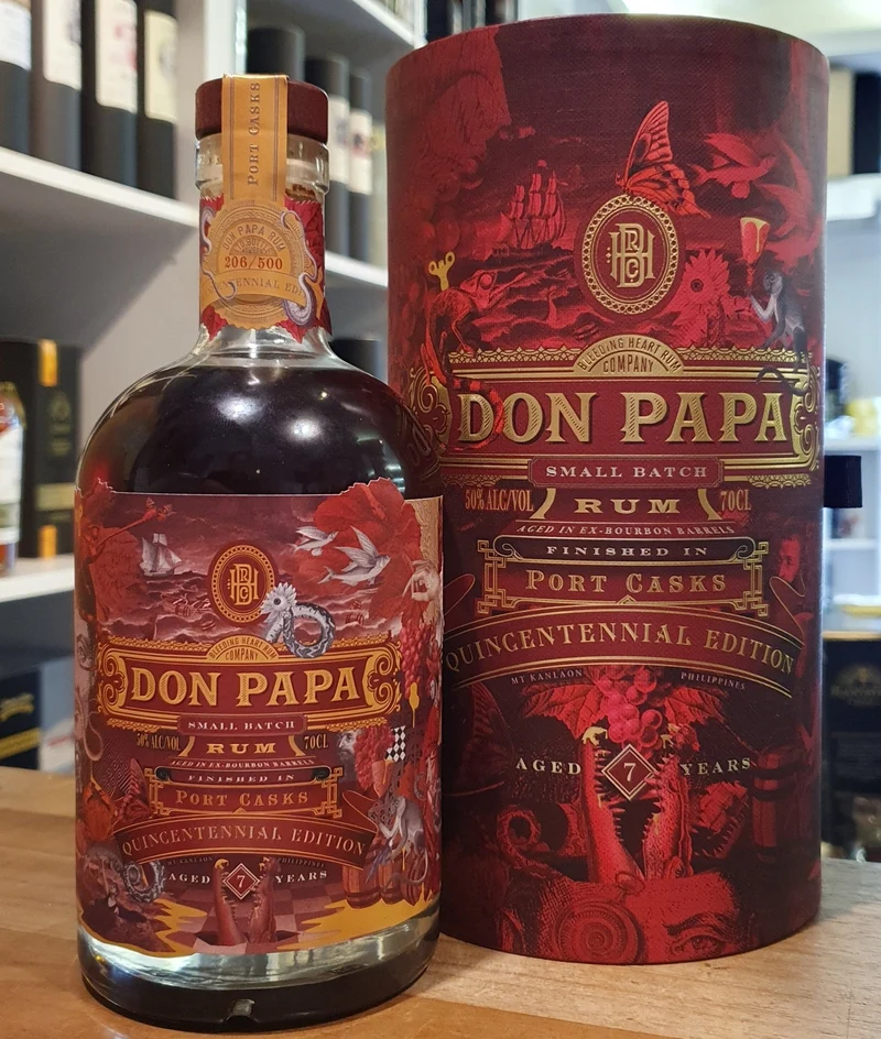 X Don Papa Quincentennial Rum Port cask 0,7l 50 % vol. mit Geschenk Dose 500y Magellan