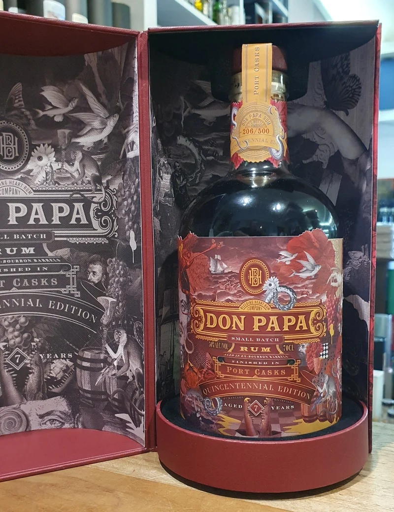X Don Papa Quincentennial Rum Port cask 0,7l 50 % vol. mit Geschenk Dose 500y Magellan