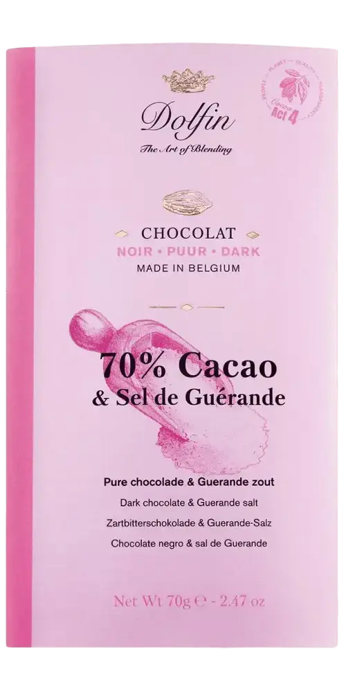 Dolfin - dunkle Schokolade 70% Kakao & Guerande-Salz