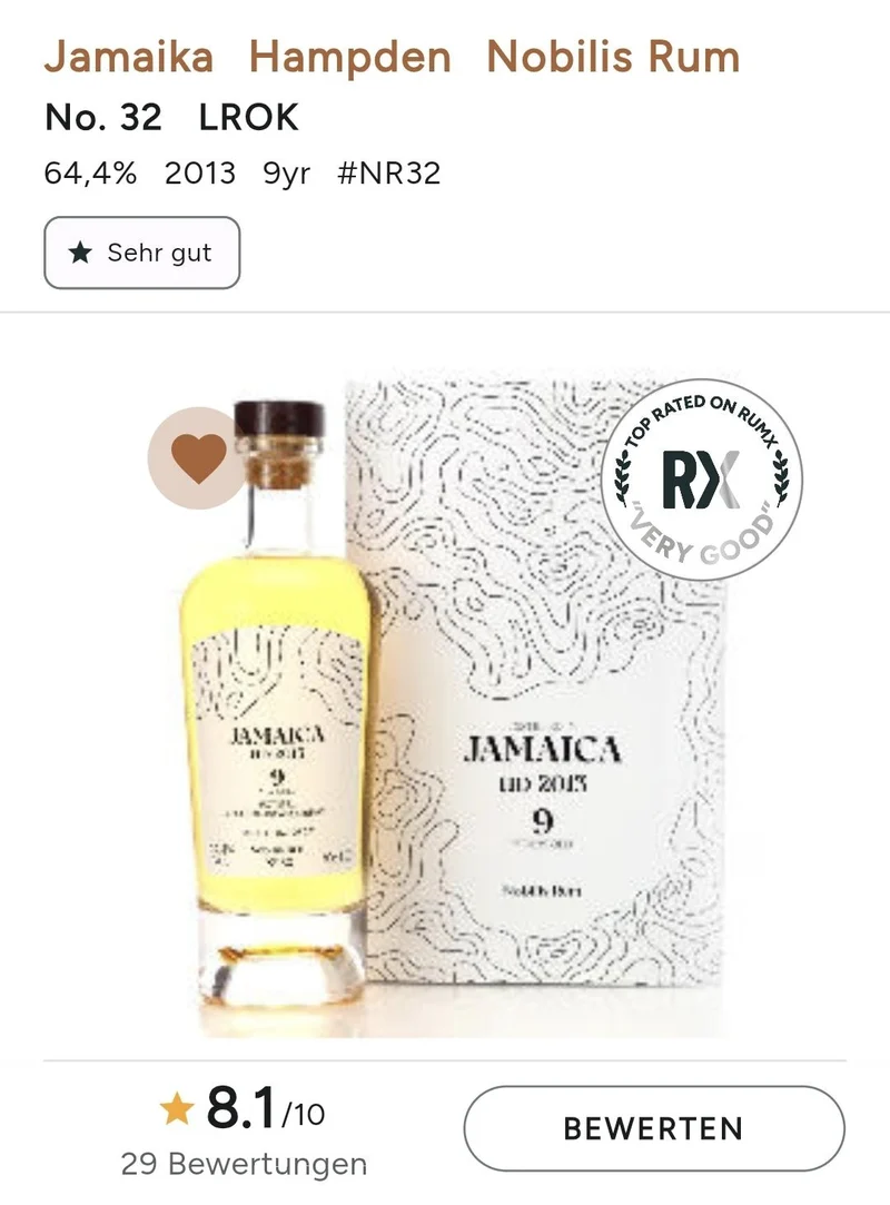 Nobilis Jamaica HD 2013 Hampden 9 0,7l #32 64,4% vol.single cask rum