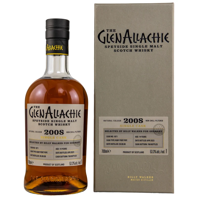 GlenAllachie 2008 Ruby Port Pipe single cask 53,3% vol. 0,7l #1871 Fassstärke Scotch Whisky