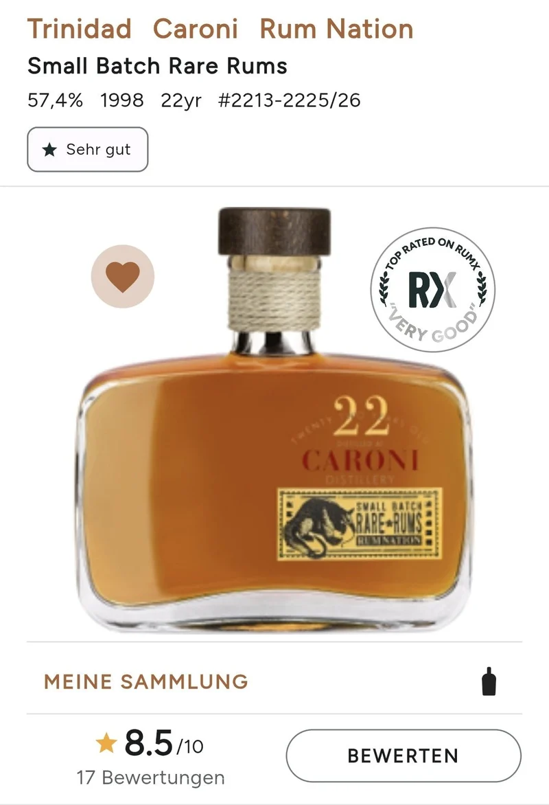 X Rum Nation Caroni 22y smal batch 0,7l 57,4% vol. Rum Trinidad
