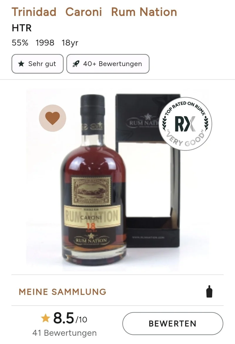 Rum Nation Caroni 1998 2016 18y 0,7l 55% vol. Single Cask Rum Trinidad #?