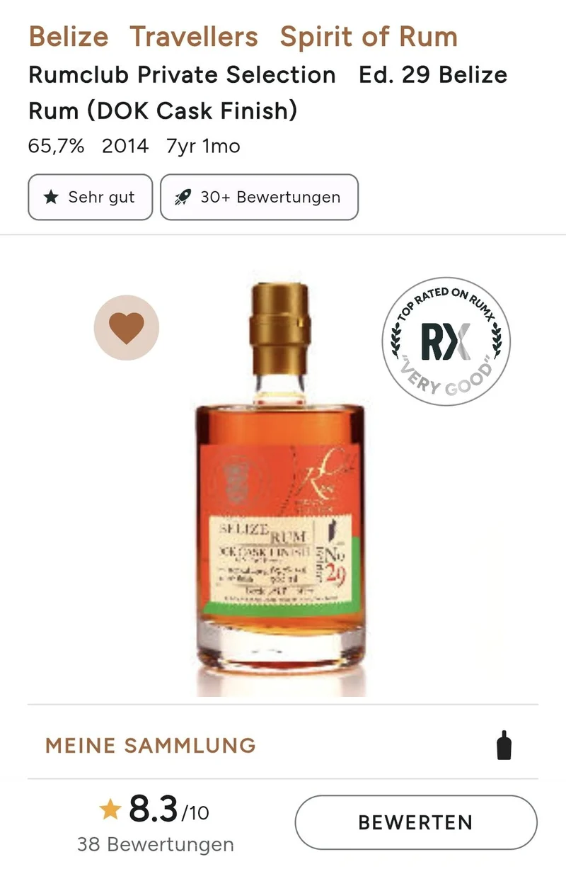 Rumclub Ed. 29 Belize 2014 65,7% vol. 0,5l DOK Single cask Rum club
