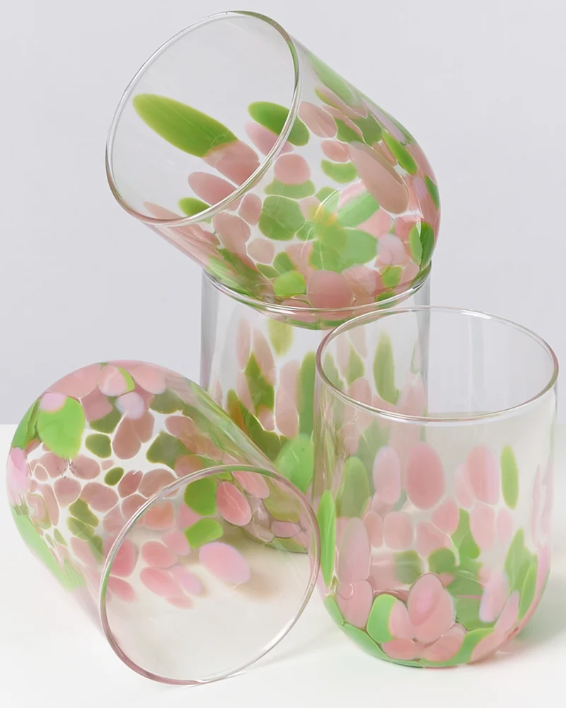 Alegria Glas groß rosa grün 4er-Set