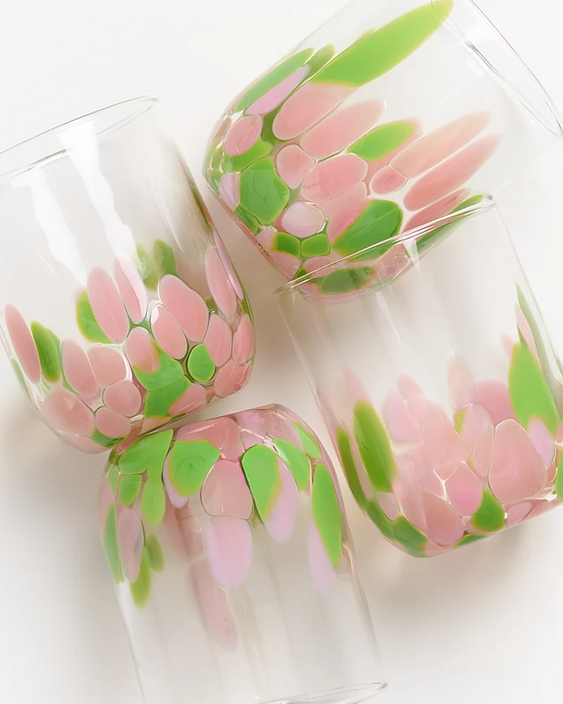Alegria Glas groß rosa grün 4er-Set