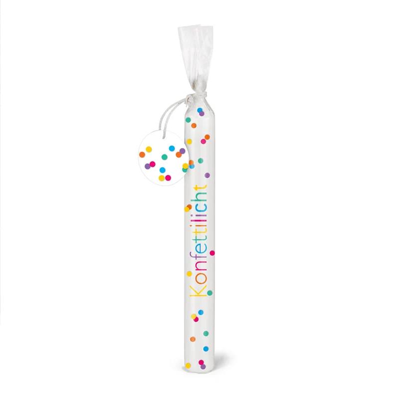 Konfetti-Kerze zum Geburtstag, zur Hochzeit, Prüfung und andere Anlässe