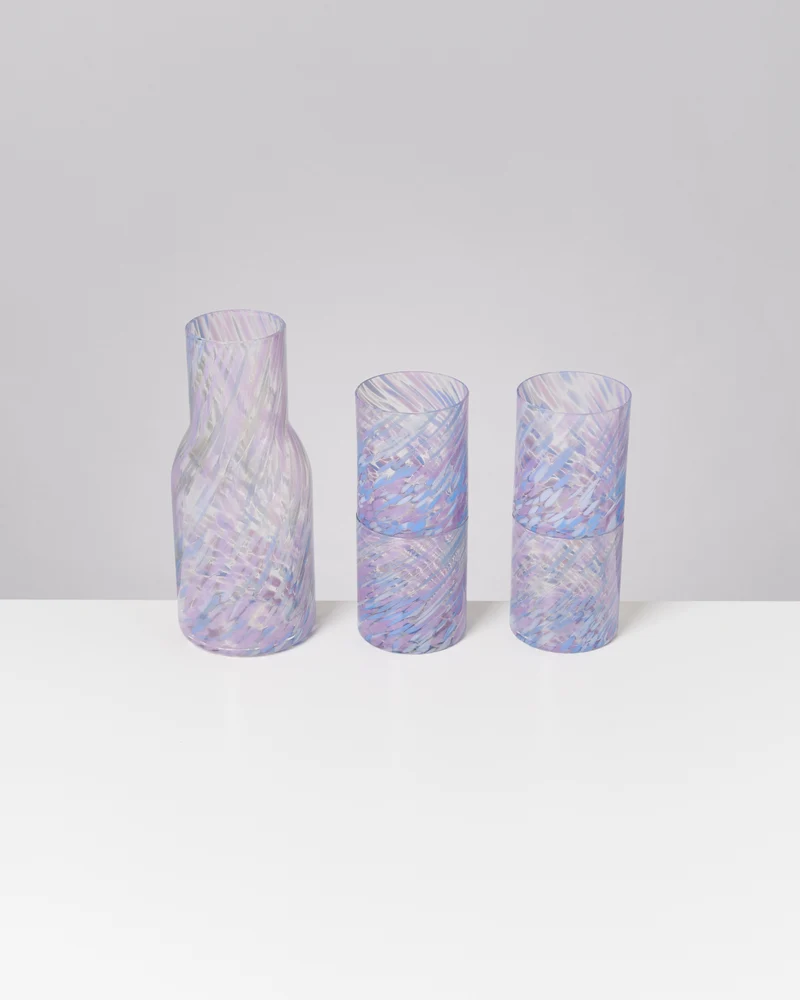 Joia Glas groß drops blau lila 5er-Set