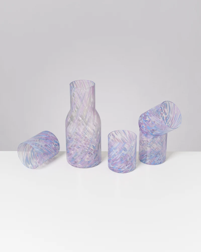 Joia Glas groß drops blau lila 5er-Set