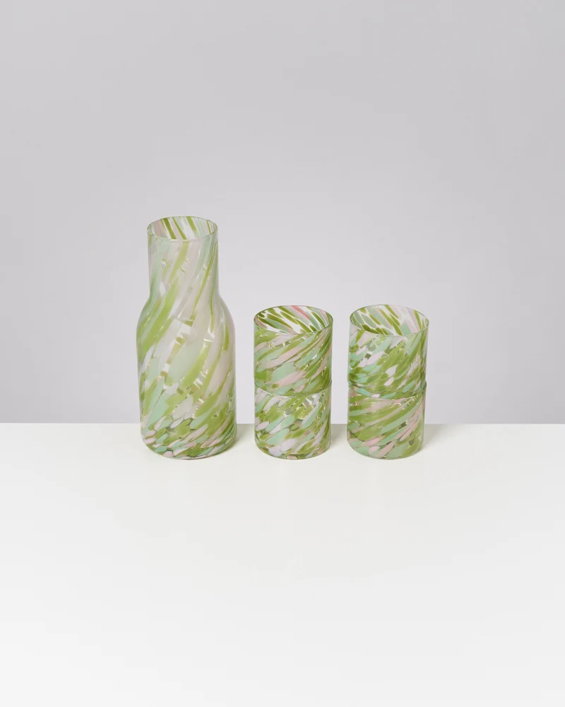 Joia Glas klein drops grün rosa 5er-Set