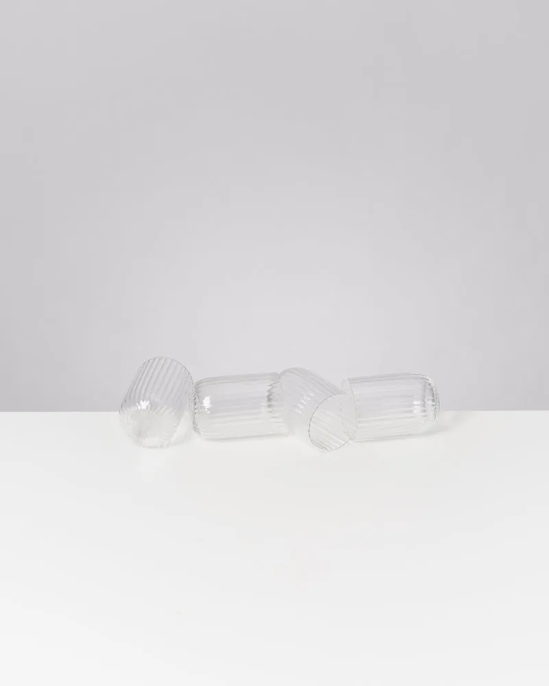 Joia Glas klein riffled transparent 4er-Set