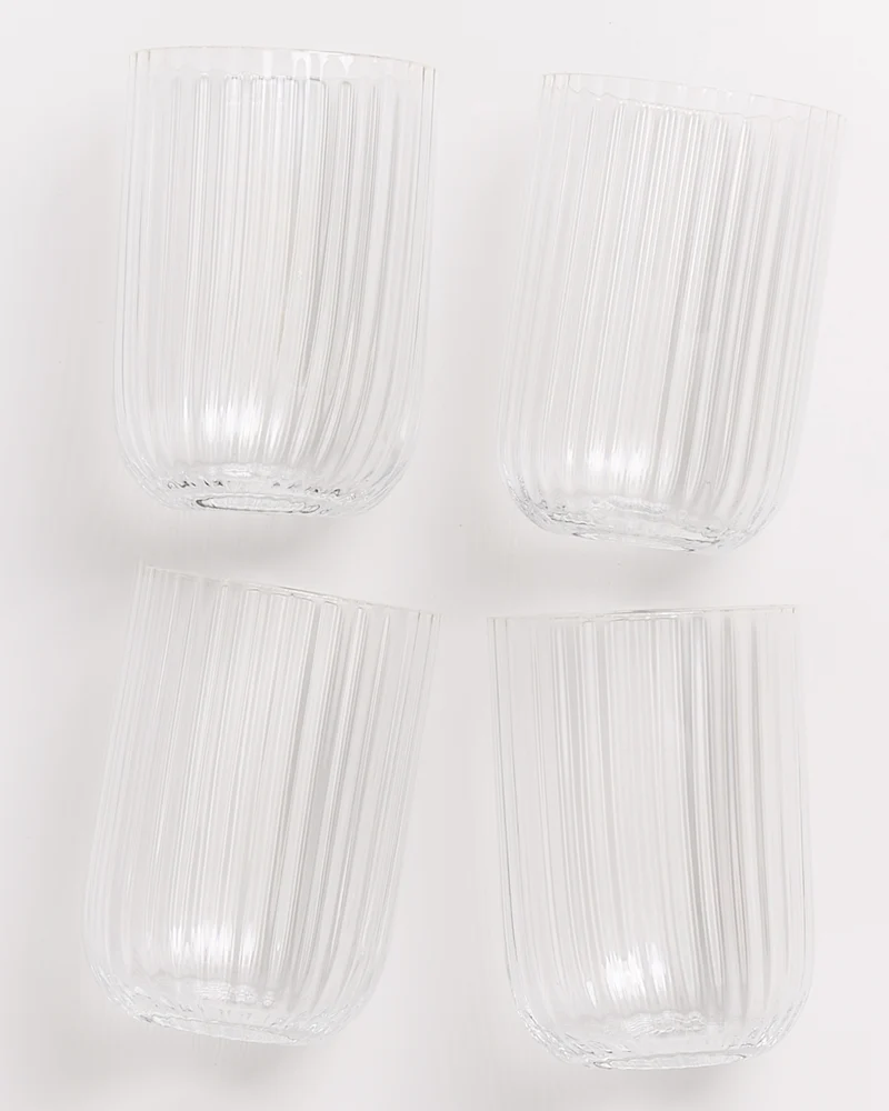 Joia Glas klein riffled transparent 4er-Set
