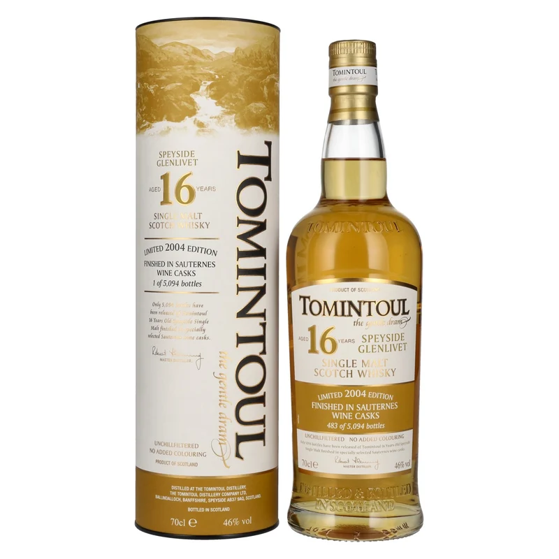Tomintoul 16 Years Old The Gentle Dram Single Malt Scotch Whisky Limited Edition 2004 46% Vol. 0,7l in Geschenkbox