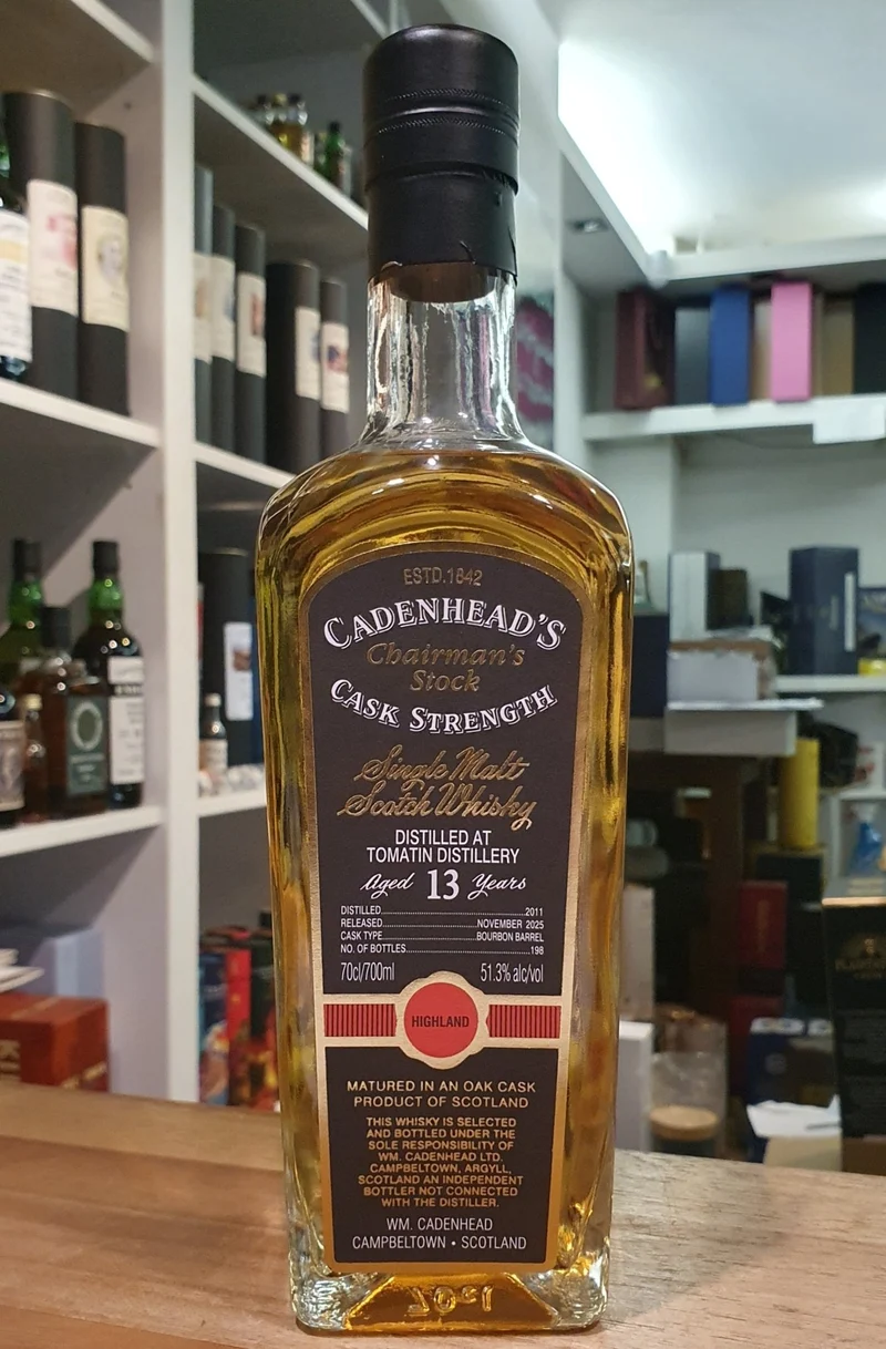 Tomatin 2011 Single cask Chairman`s Stock Cadenhead's 13 y 0,7l 51,3 %vol. schwarzes Eti