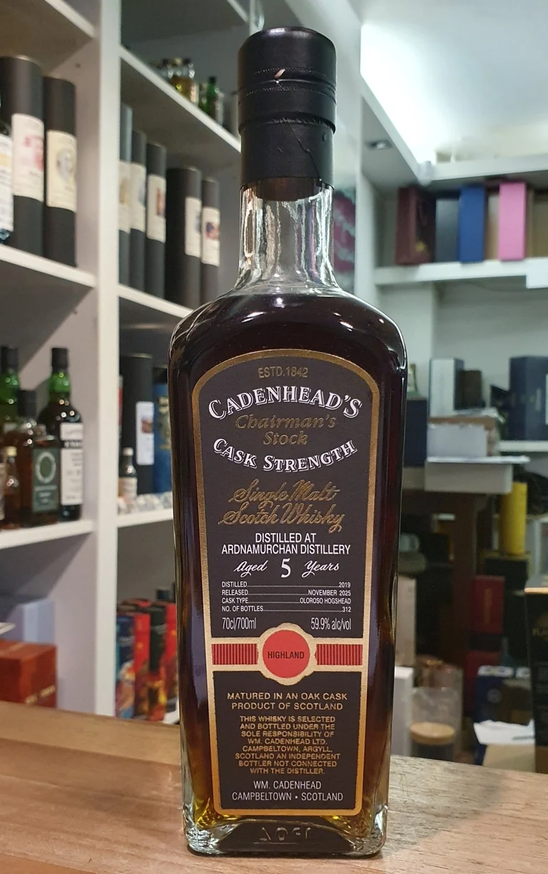 Ardnamurchan 2019 Single cask Chairman`s Stock Cadenhead's 0,7l 59,9 %vol. schwarzes Eti