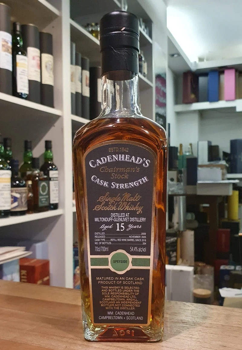 Miltonduff 2009 Single cask Chairman`s Stock 15 y Cadenhead's 0,7l 54,4 %vol. schwarzes Eti