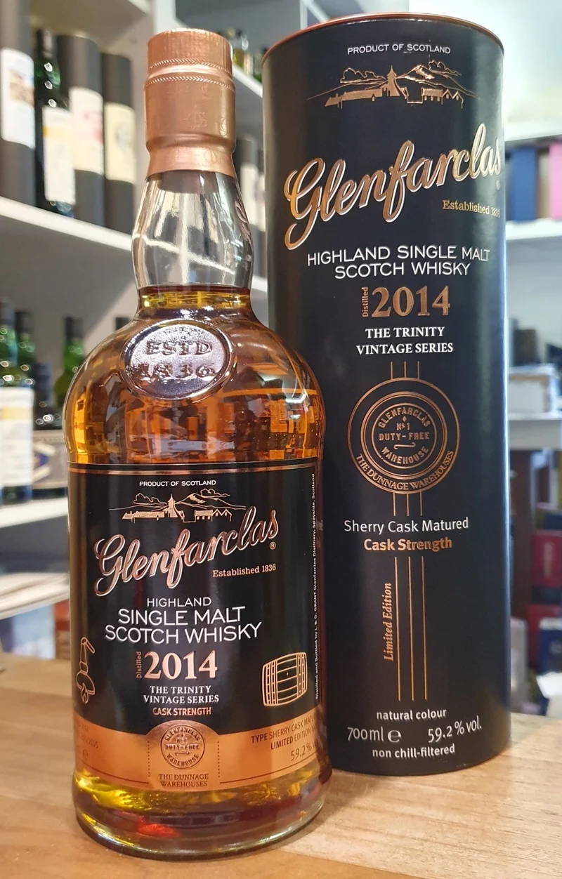 Glenfarclas 2014 cask strength sherry cask m.schwarze DOSE 0,7l 59,2 %vol. the trinity Vintage Series Edition single malt scotch whisky