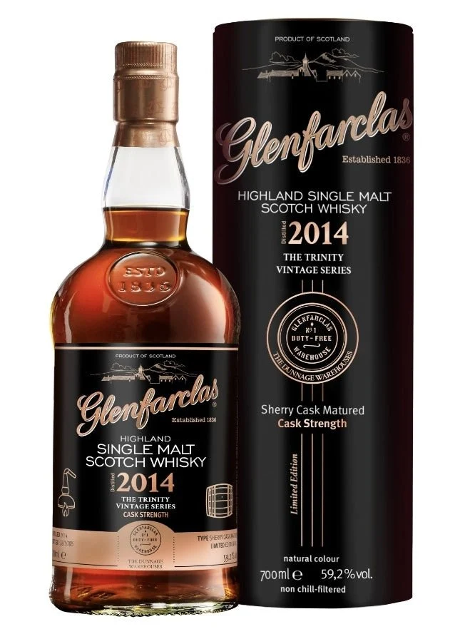 Glenfarclas 2014 cask strength sherry cask m.schwarze DOSE 0,7l 59,2 %vol. the trinity Vintage Series Edition single malt scotch whisky