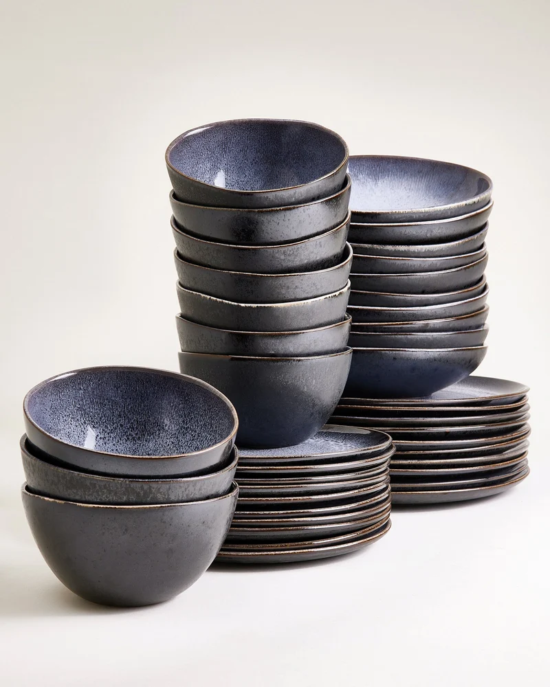 Areia Geschirr-Set classic schwarz 40-teilig