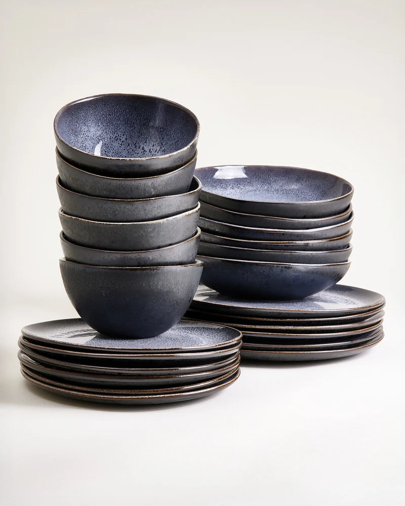 Areia Geschirr-Set classic schwarz 24-teilig