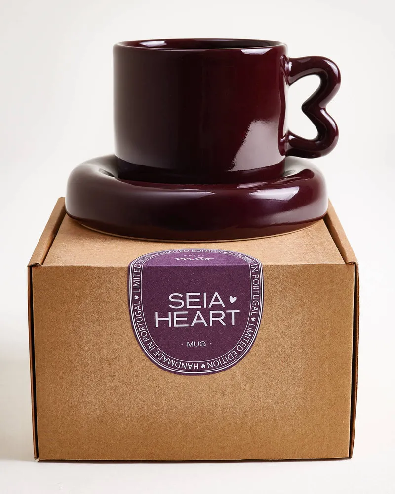 Seia Tasse & Untertasse Herz burgund