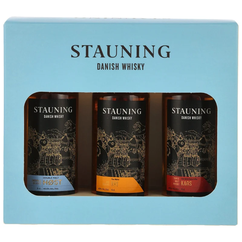 Stauning Danish Whisky Probierset (3x50 ml Miniatur) | Dänischer Whisky Tasting-Set | Høst, Rye & KAOS | 40,5-48% Vol. | 0,15l