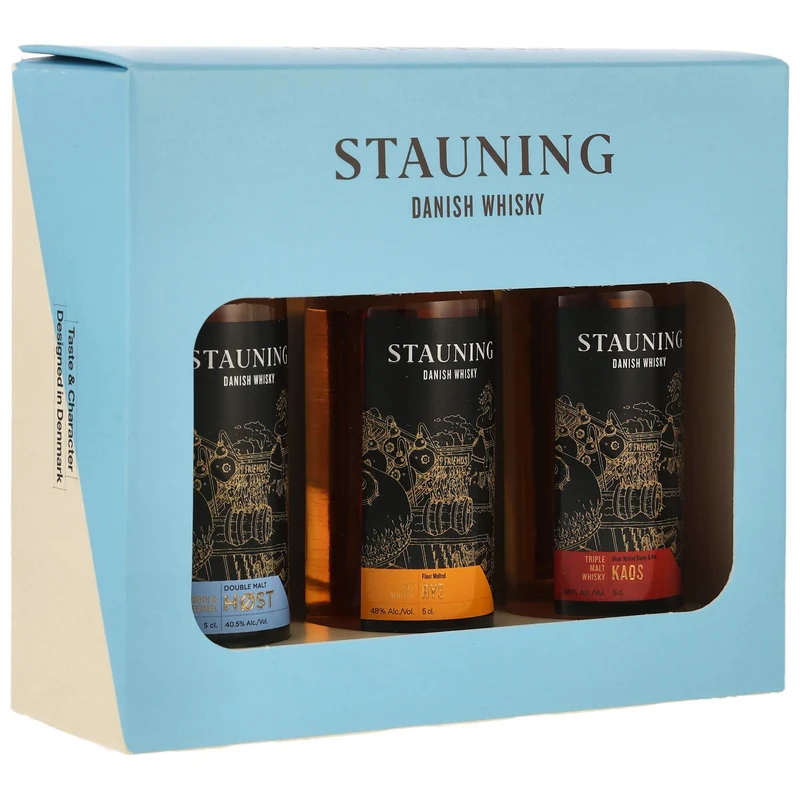 Stauning Danish Whisky Probierset (3x50 ml Miniatur) | Dänischer Whisky Tasting-Set | Høst, Rye & KAOS | 40,5-48% Vol. | 0,15l