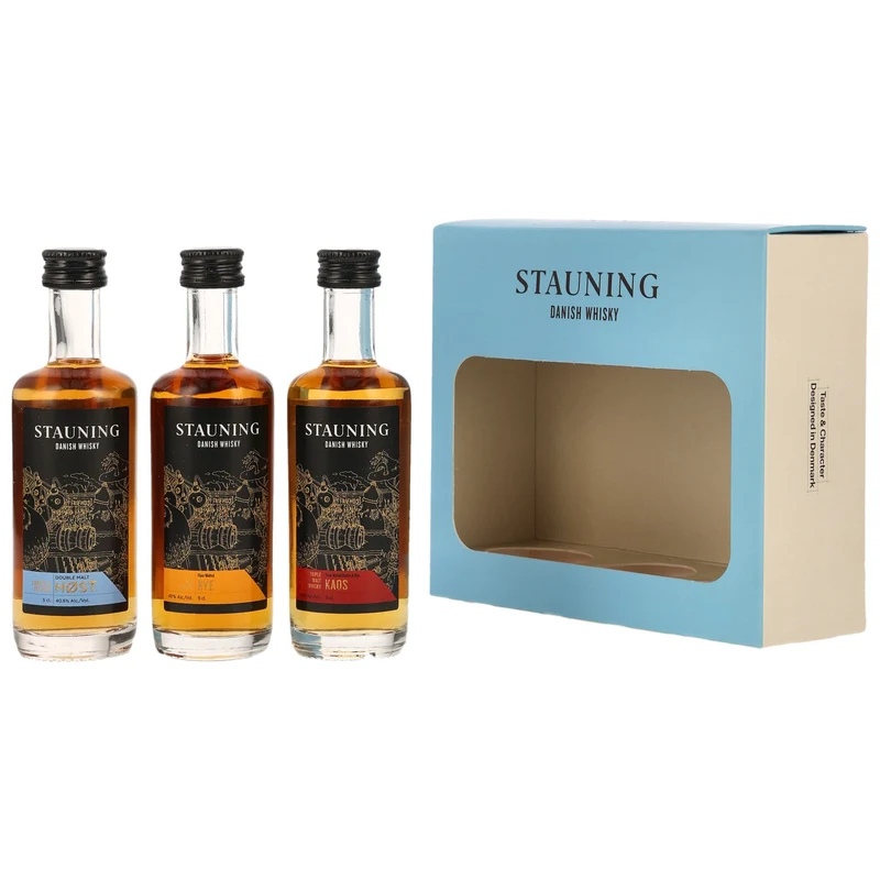 Stauning Danish Whisky Probierset (3x50 ml Miniatur) | Dänischer Whisky Tasting-Set | Høst, Rye & KAOS | 40,5-48% Vol. | 0,15l