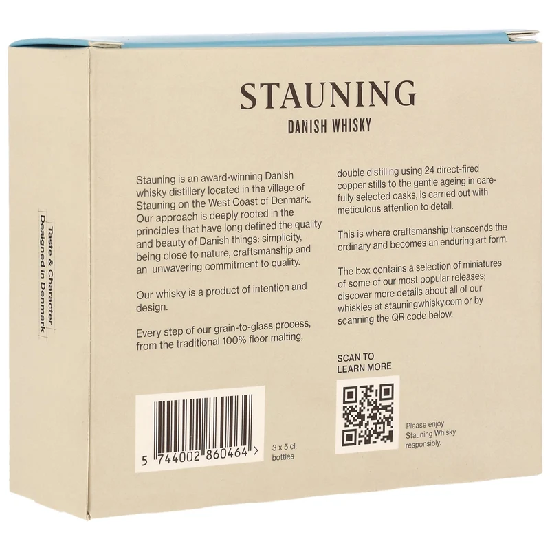 Stauning Danish Whisky Probierset (3x50 ml Miniatur) | Dänischer Whisky Tasting-Set | Høst, Rye & KAOS | 40,5-48% Vol. | 0,15l