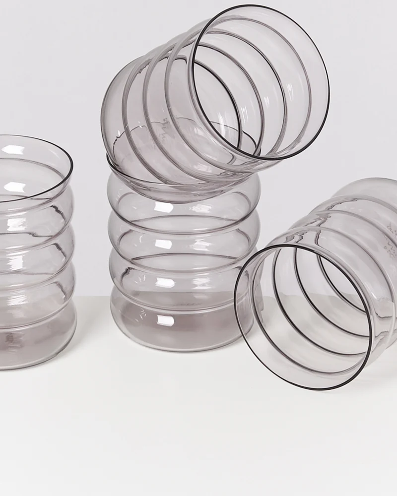 Joia Glas groß bubble grau 4er-Set