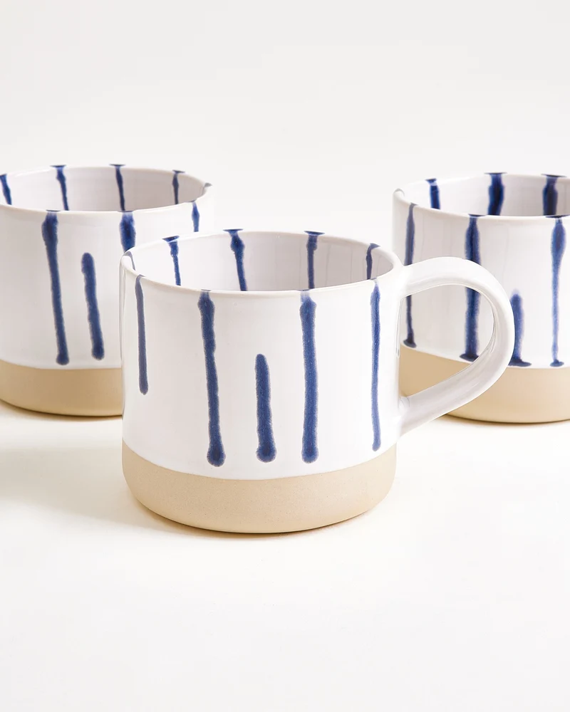 Nódoa Tasse groß gestreift weiß blau 4er-Set