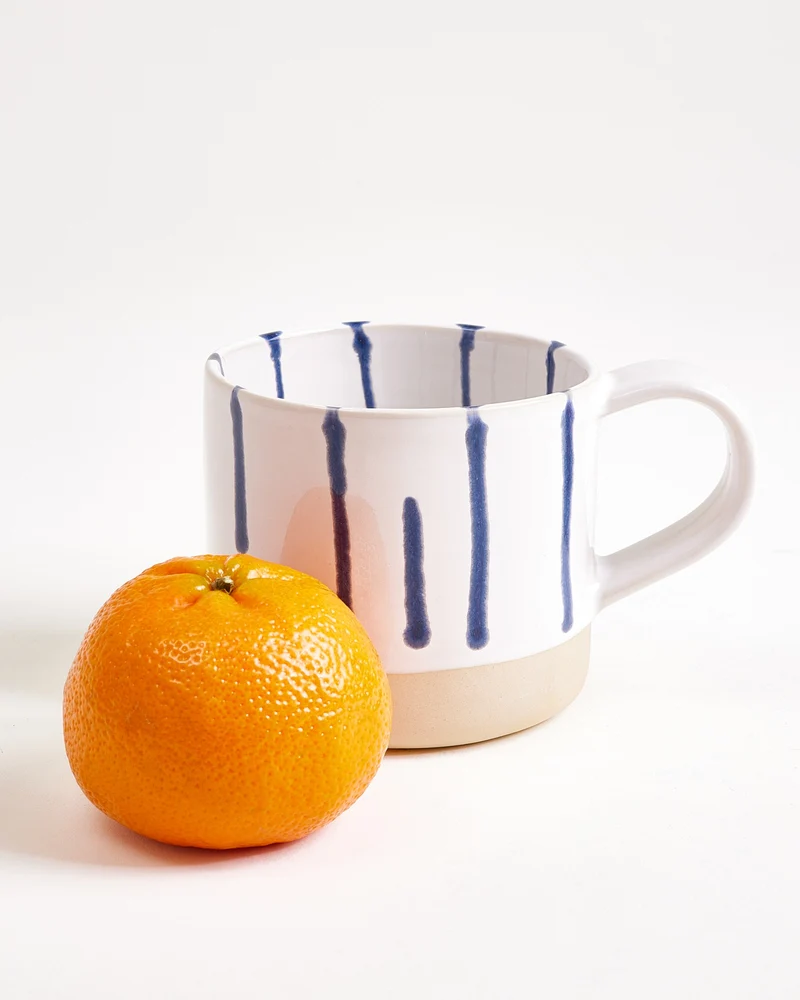 Nódoa Tasse groß gestreift weiß blau 4er-Set